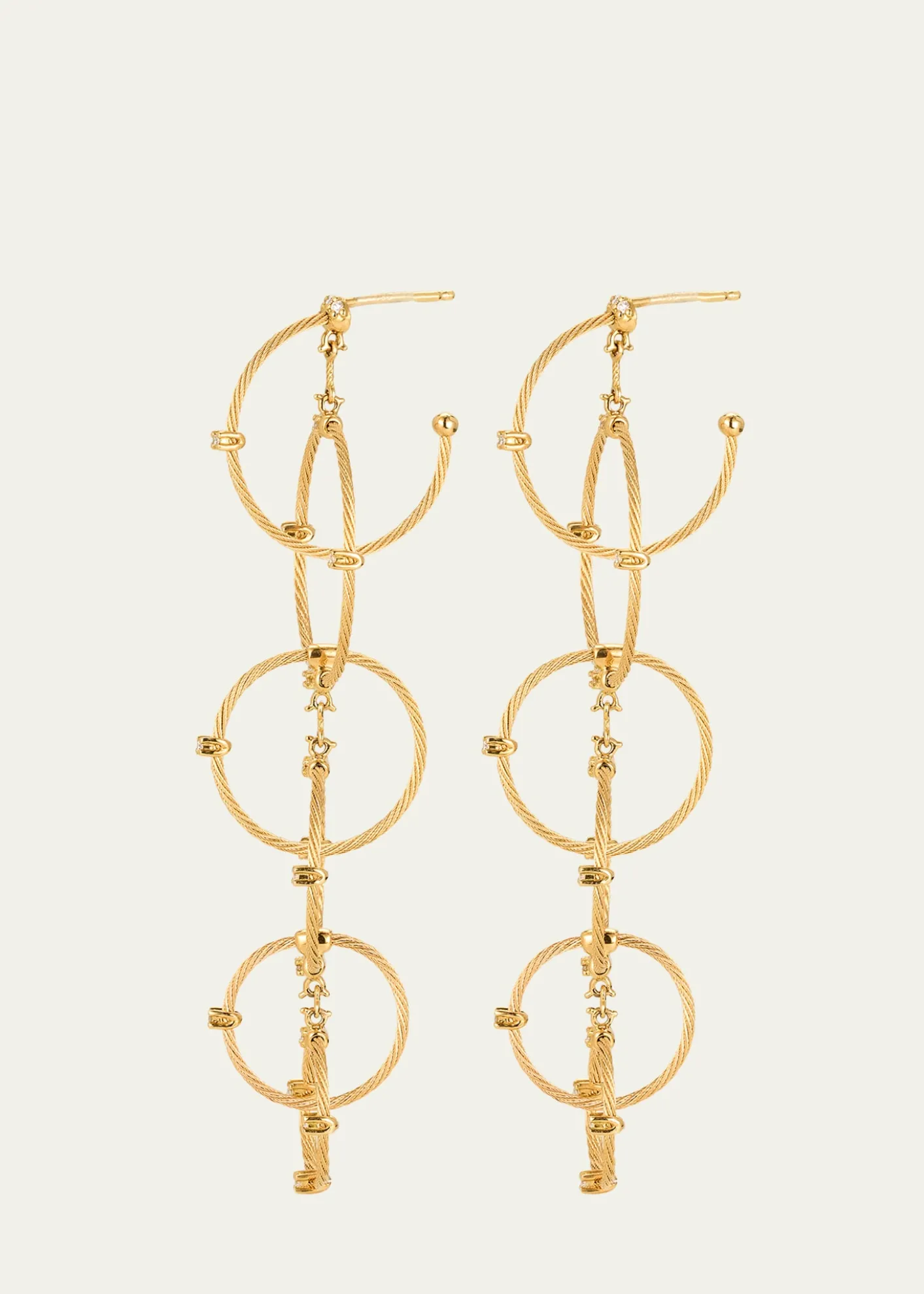 Paul Morelli18K Yellow Gold Long Rain Chain Diamond Earrings