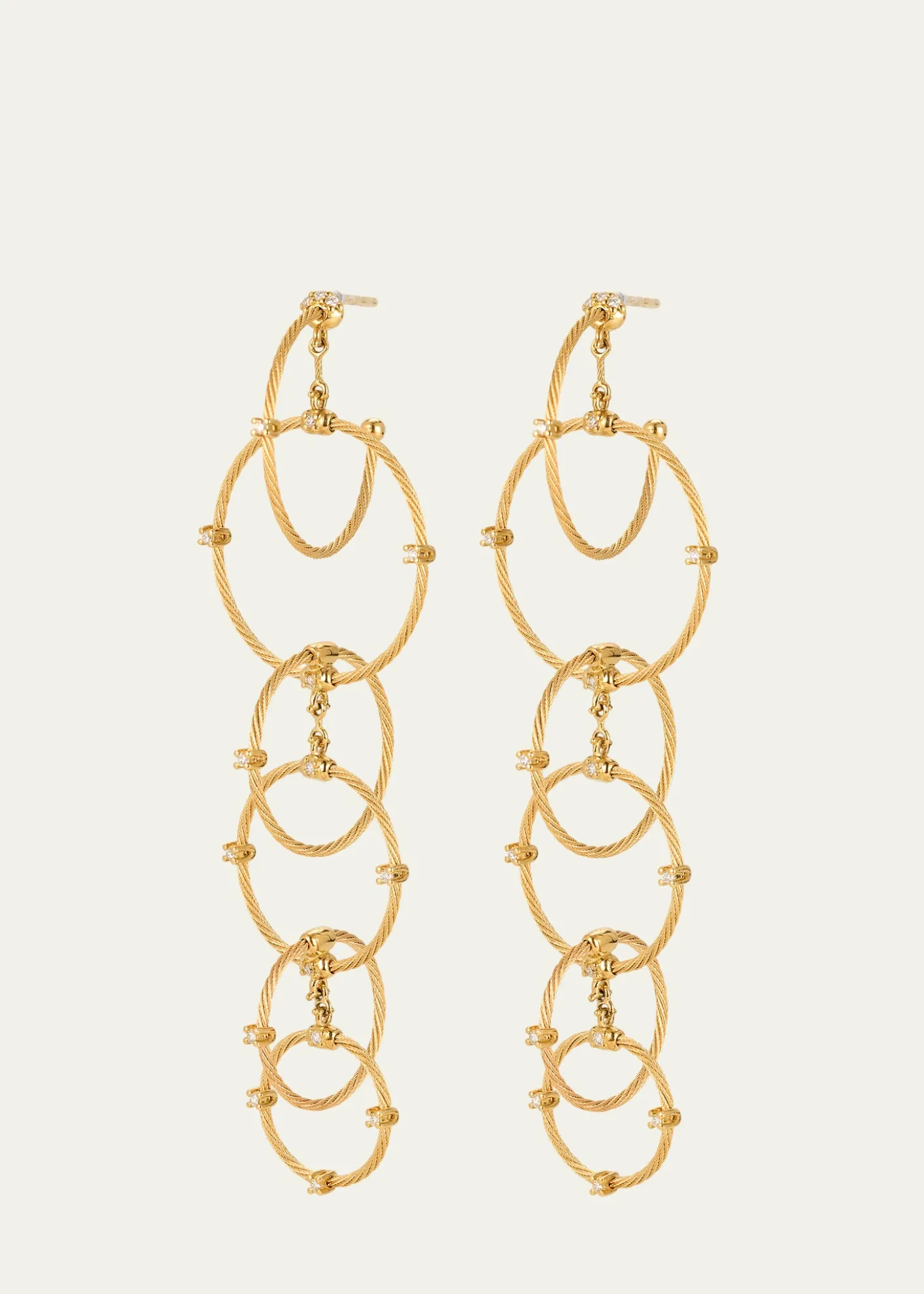 Paul Morelli18K Yellow Gold Long Rain Chain Diamond Earrings