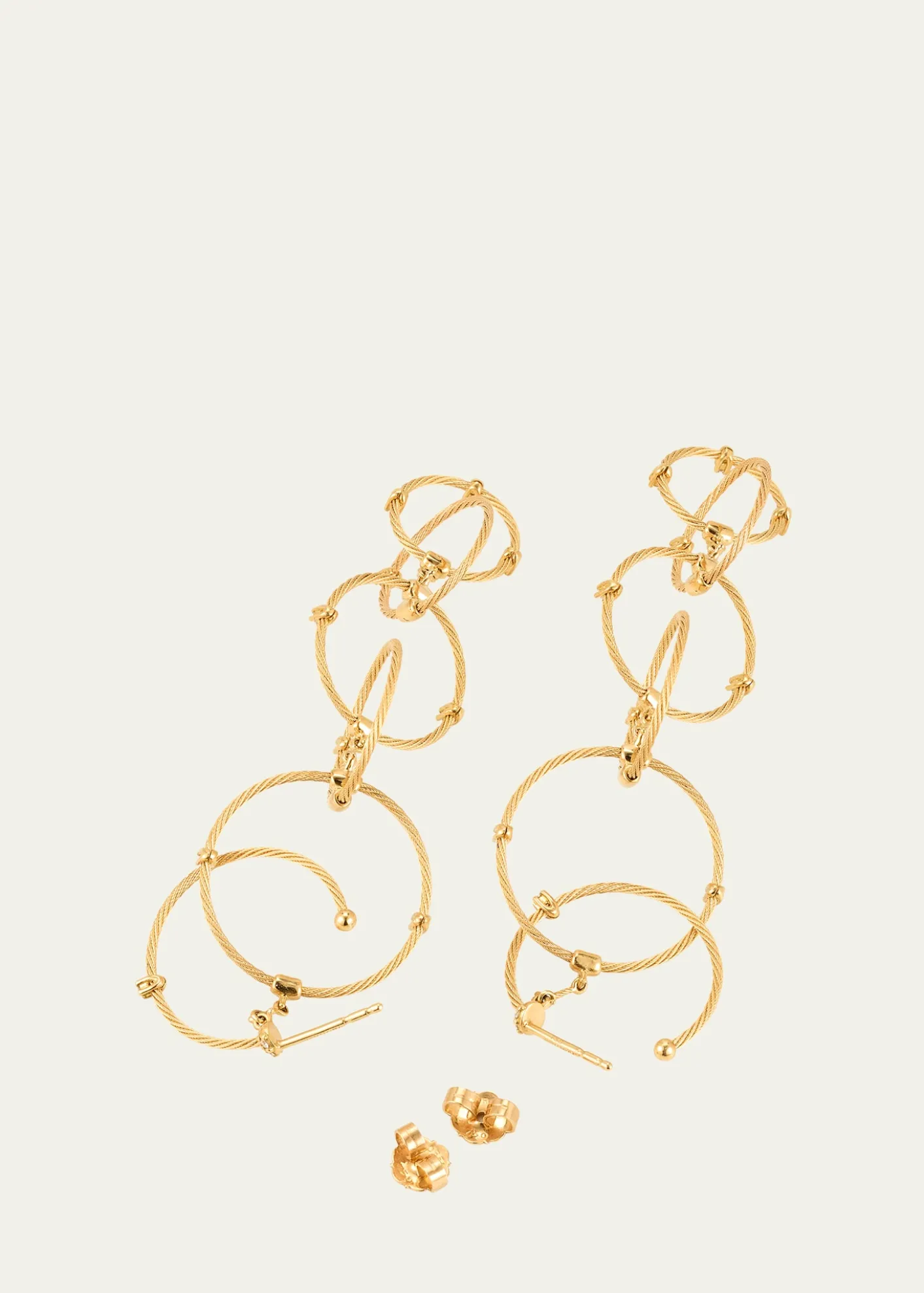 Paul Morelli18K Yellow Gold Long Rain Chain Diamond Earrings