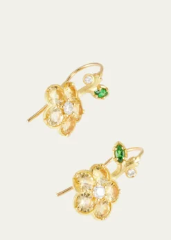 Paul Morelli18K Yellow Gold Wild Child Diamond, Yellow Sapphire, and Tsavorite Earrings