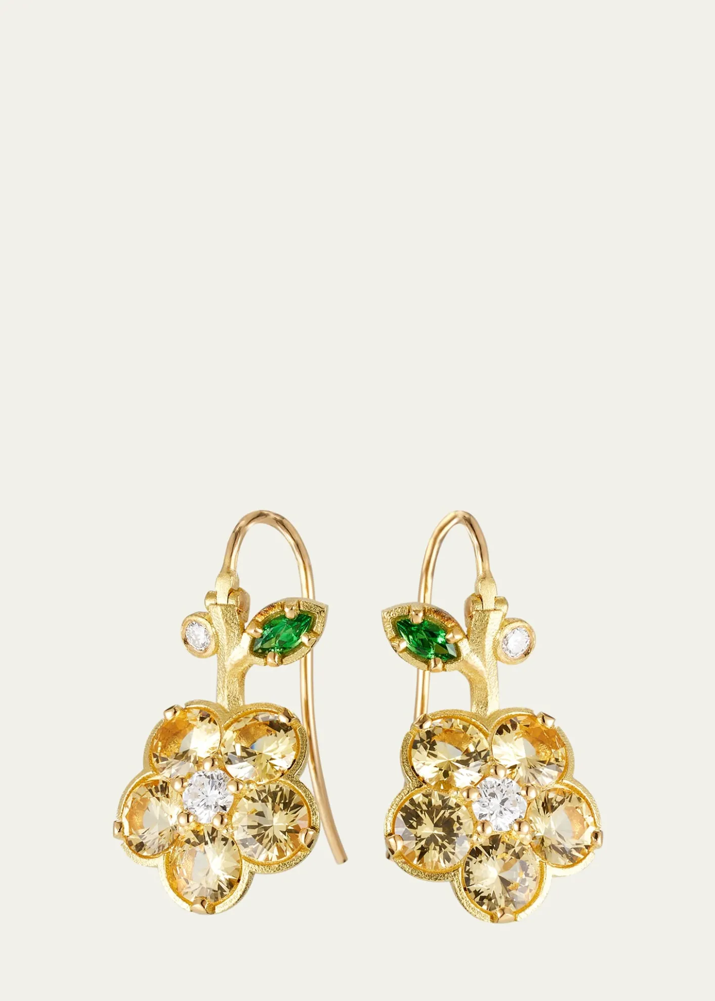 Paul Morelli18K Yellow Gold Wild Child Diamond, Yellow Sapphire, and Tsavorite Earrings