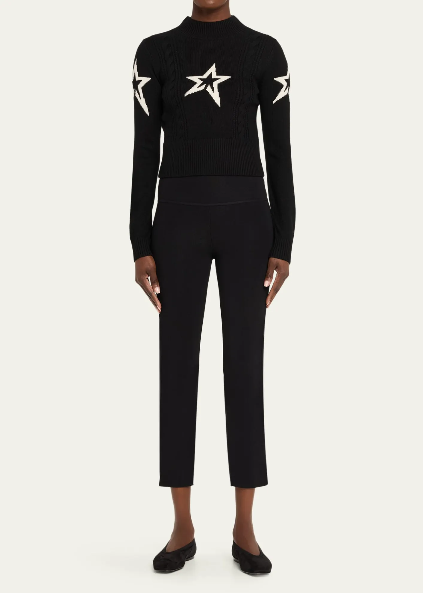Perfect MomentCropped Cable-Knit Star Sweater