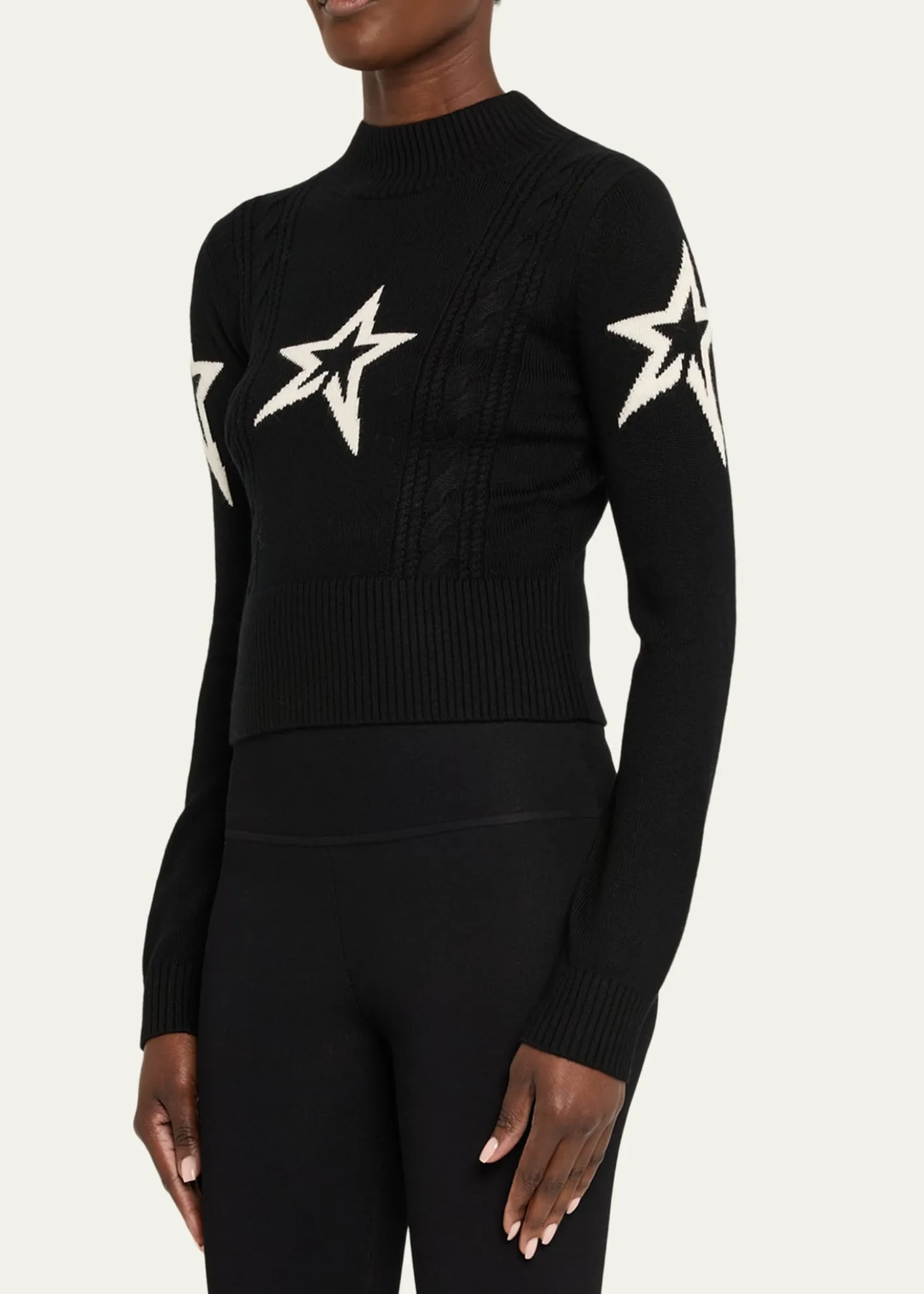 Perfect MomentCropped Cable-Knit Star Sweater
