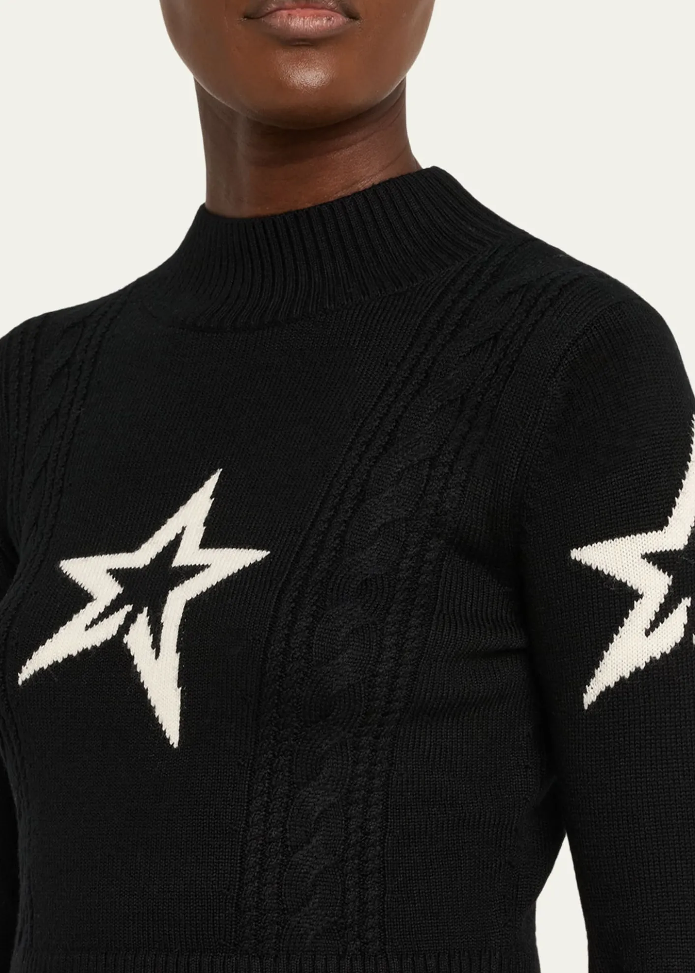 Perfect MomentCropped Cable-Knit Star Sweater