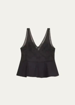 3.1 Phillip LimLace Peplum Sheer Silk Tank Top