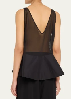 3.1 Phillip LimLace Peplum Sheer Silk Tank Top