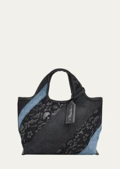 3.1 Phillip LimPatchwork Lace & Denim Mini Market Tote Bag