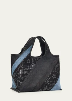 3.1 Phillip LimPatchwork Lace & Denim Mini Market Tote Bag