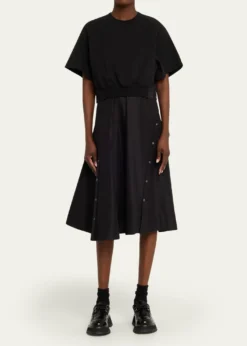 3.1 Phillip LimShort-Sleeve Combo Midi Dress