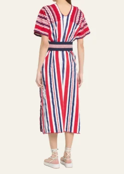 Pippa HoltThree-Panel Striped Embroidered Midi Kaftan