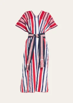 Pippa HoltThree-Panel Striped Embroidered Midi Kaftan