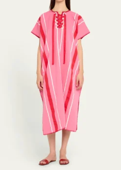 Pippa HoltTwo-Panel Striped Midi Kaftan with Laced Detailing