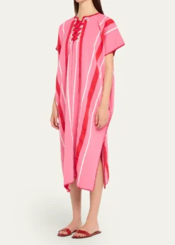 Pippa HoltTwo-Panel Striped Midi Kaftan with Laced Detailing