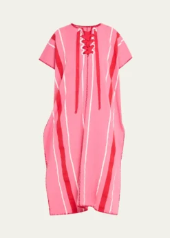 Pippa HoltTwo-Panel Striped Midi Kaftan with Laced Detailing