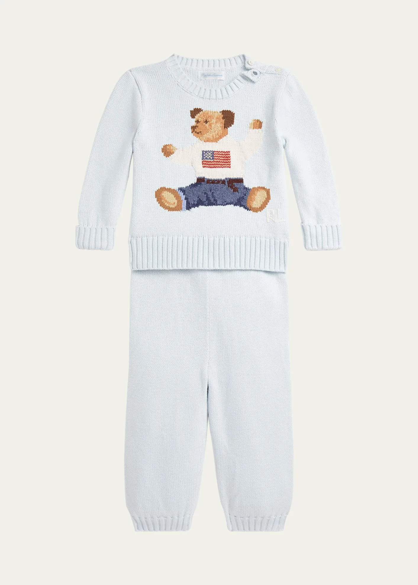 Polo Ralph LaurenBoy's Flag Bear Intarsia Knit Sweater and Pants Set, Size 3M-24M