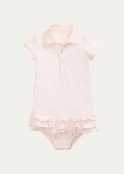 Polo Ralph LaurenCupcake Ruffle Hem Polo Dress With Bloomers, Size 6M-18M