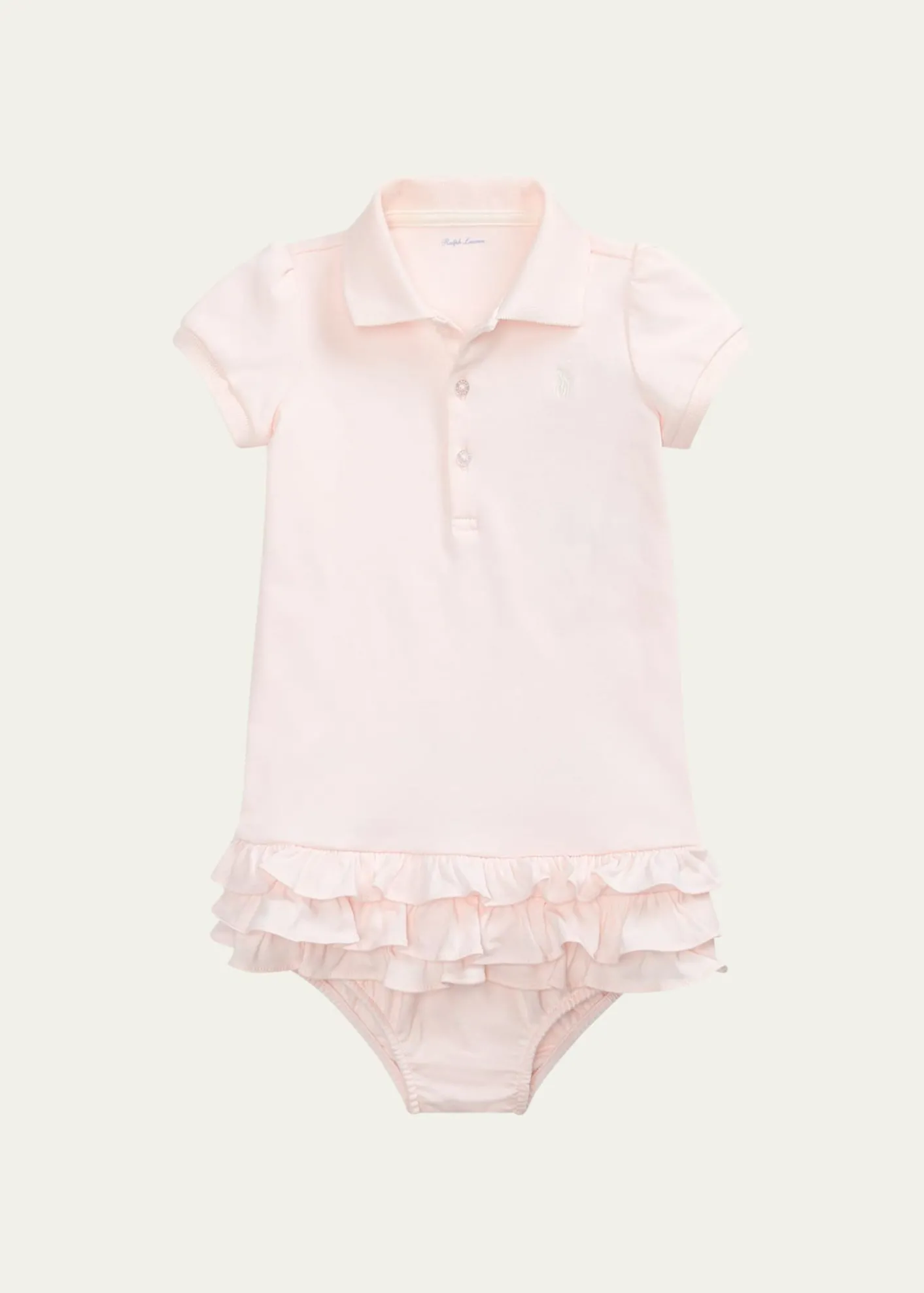 Polo Ralph LaurenCupcake Ruffle Hem Polo Dress With Bloomers, Size 6M-18M