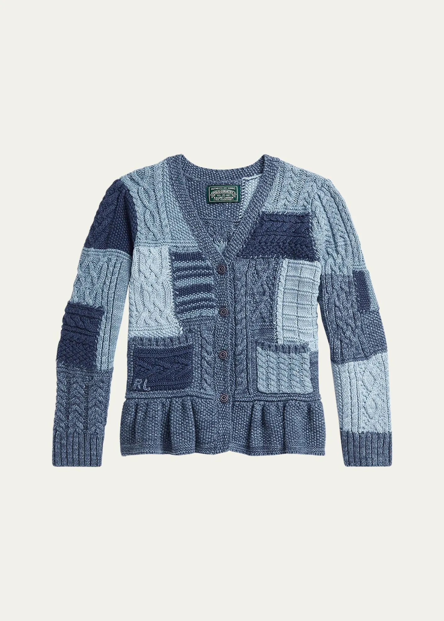 Polo Ralph LaurenGirl's Cotton Patchwork Cardigan Sweater, Size 2-6X