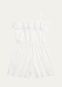 Polo Ralph LaurenGirl's Eyelet Embroidered Romper, Size 7-16