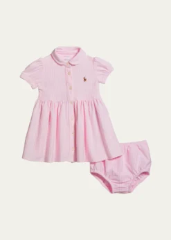 Polo Ralph LaurenYarn-Dyed Oxford Mesh Stripe Dress With Matching Bloomers, Size 3M-24M