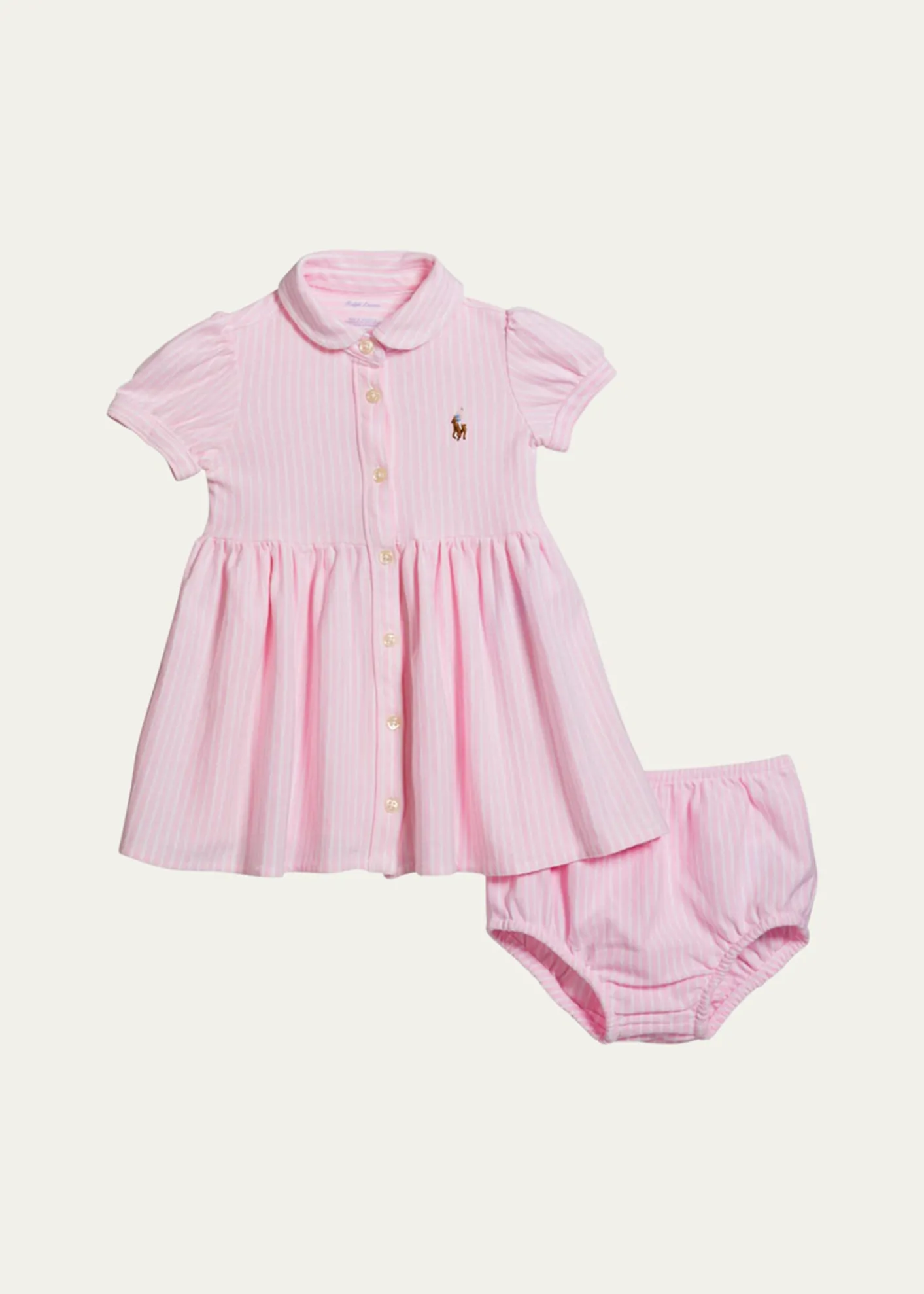 Polo Ralph LaurenYarn-Dyed Oxford Mesh Stripe Dress With Matching Bloomers, Size 3M-24M