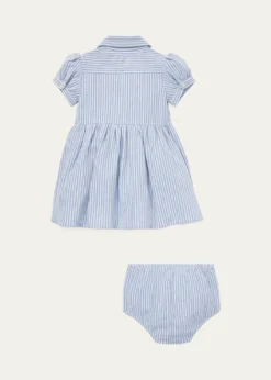 Polo Ralph LaurenYarn-Dyed Oxford Mesh Stripe Dress w/ Matching Bloomers, Size 3M-24M