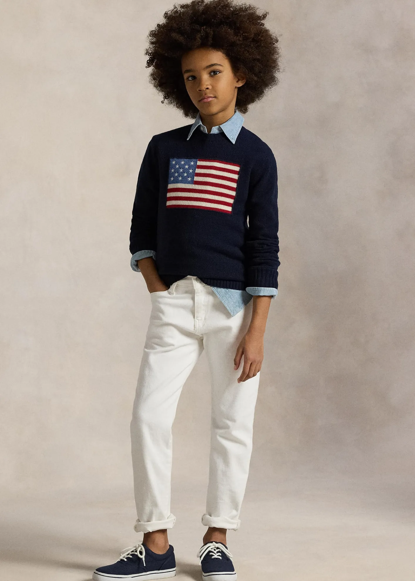 Polo Ralph LaurenBoy's American Flag Cashmere Sweater, Size S-XL