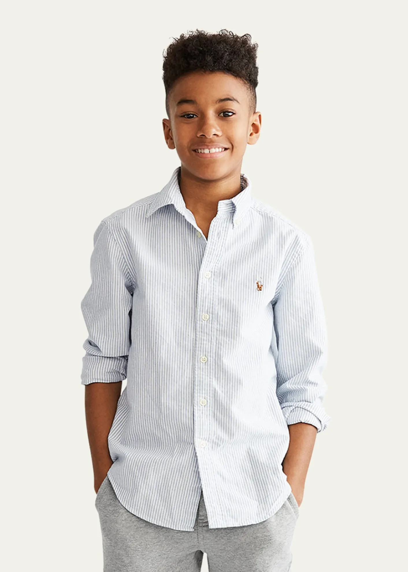 Polo Ralph LaurenBoy's Cotton Oxford Stripe Sport Shirt, Size S-XL