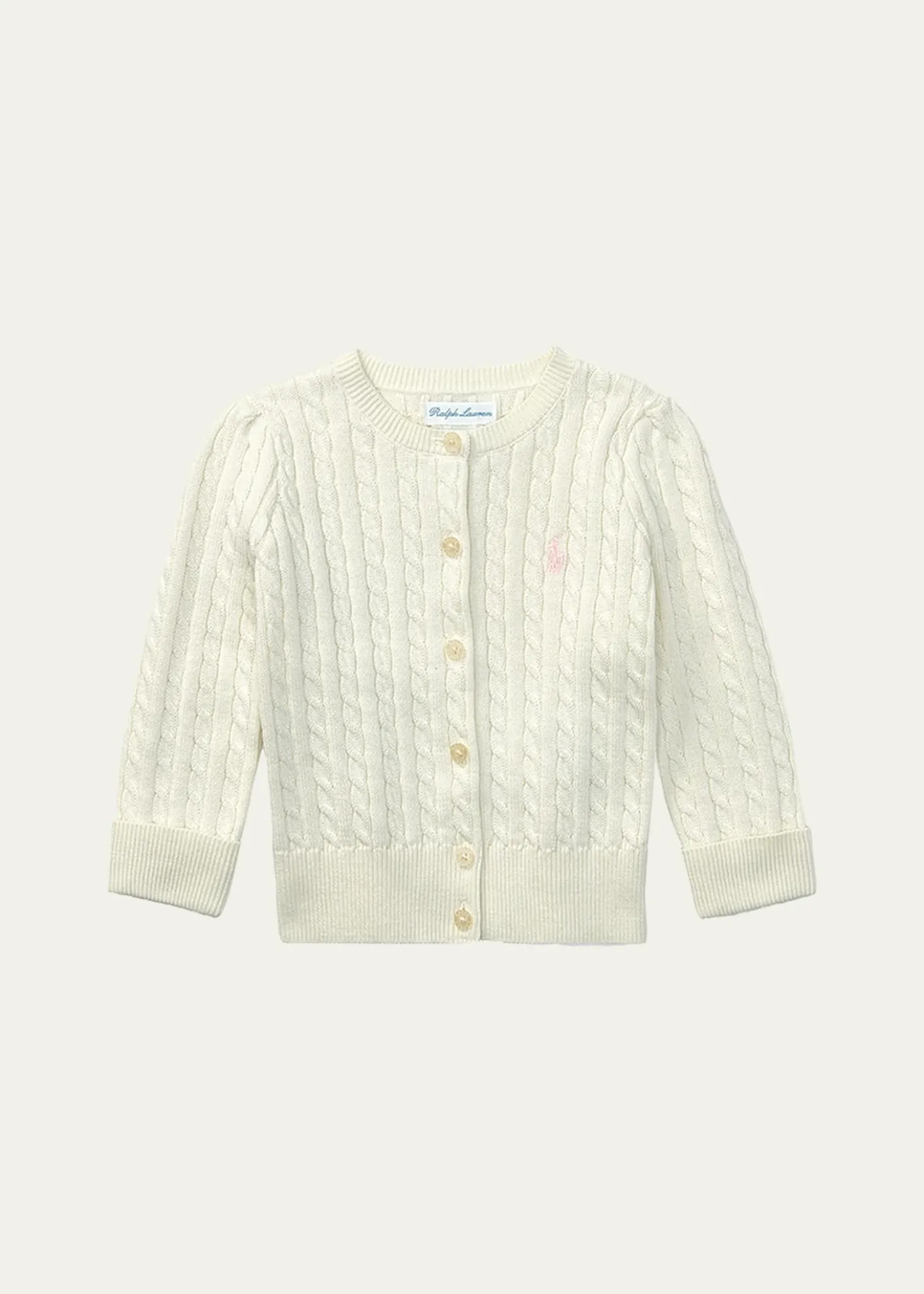 Polo Ralph LaurenCable Knit Cotton Cardigan, Size 3M-12M