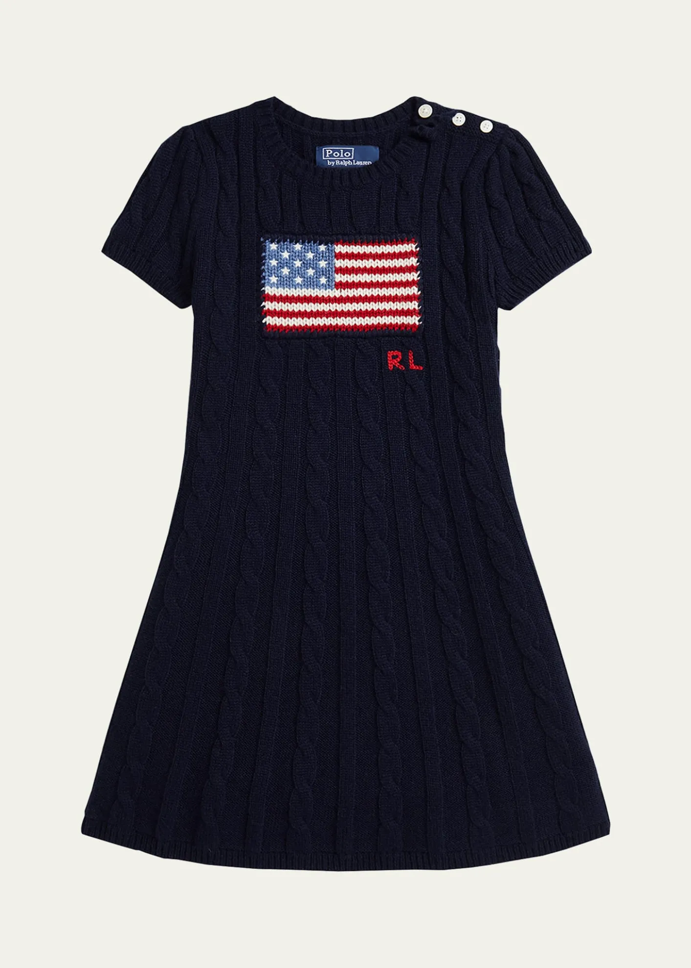 Polo Ralph LaurenGirl's American Flag Cashmere Cable Knit Dress, Size 2-6X