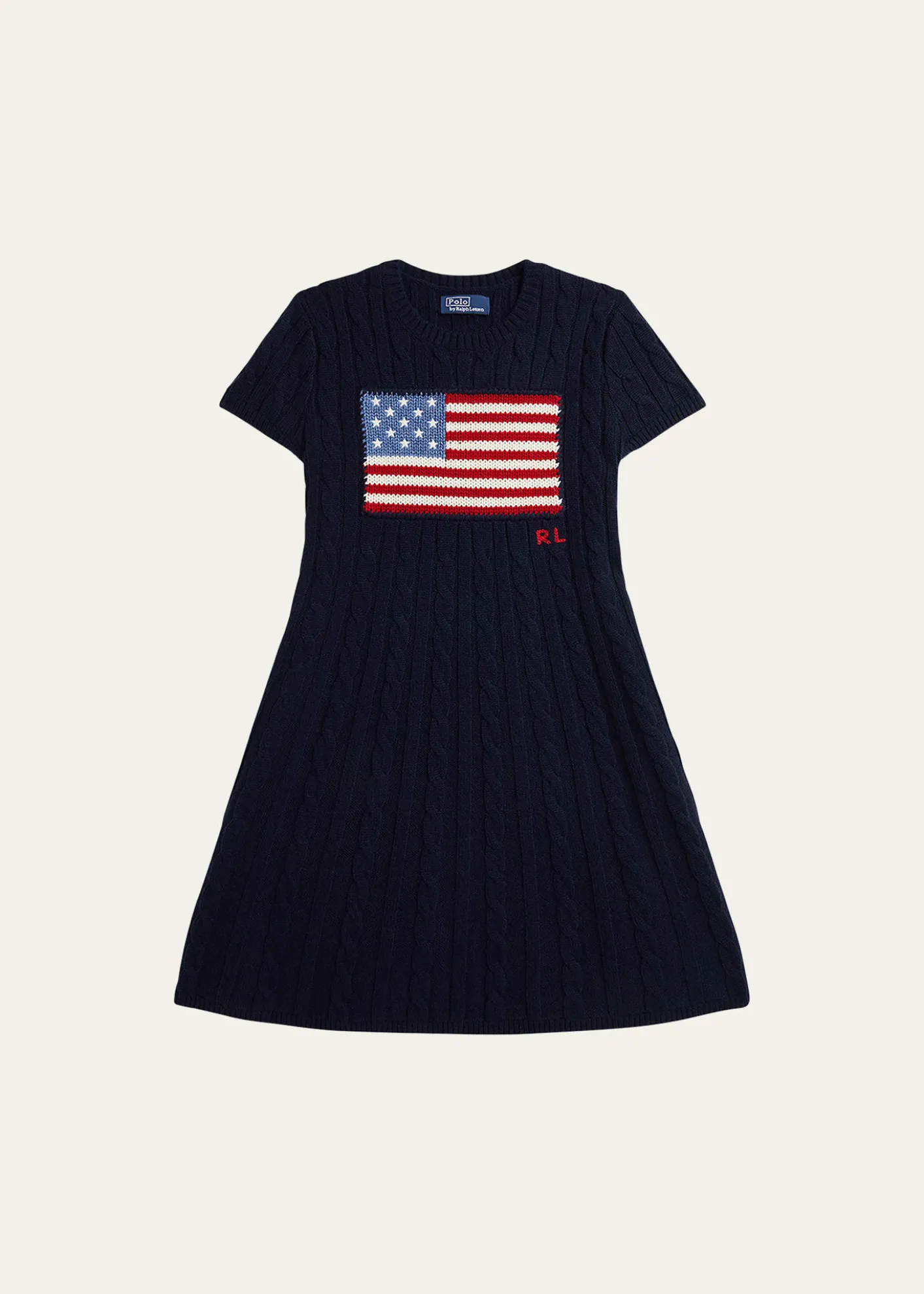 Polo Ralph LaurenGirl's American Flag Cashmere Cable Knit Dress, Size S-XL