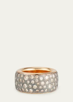 PomellatoIconica Rose Gold Maxi Ring with Brown Diamonds