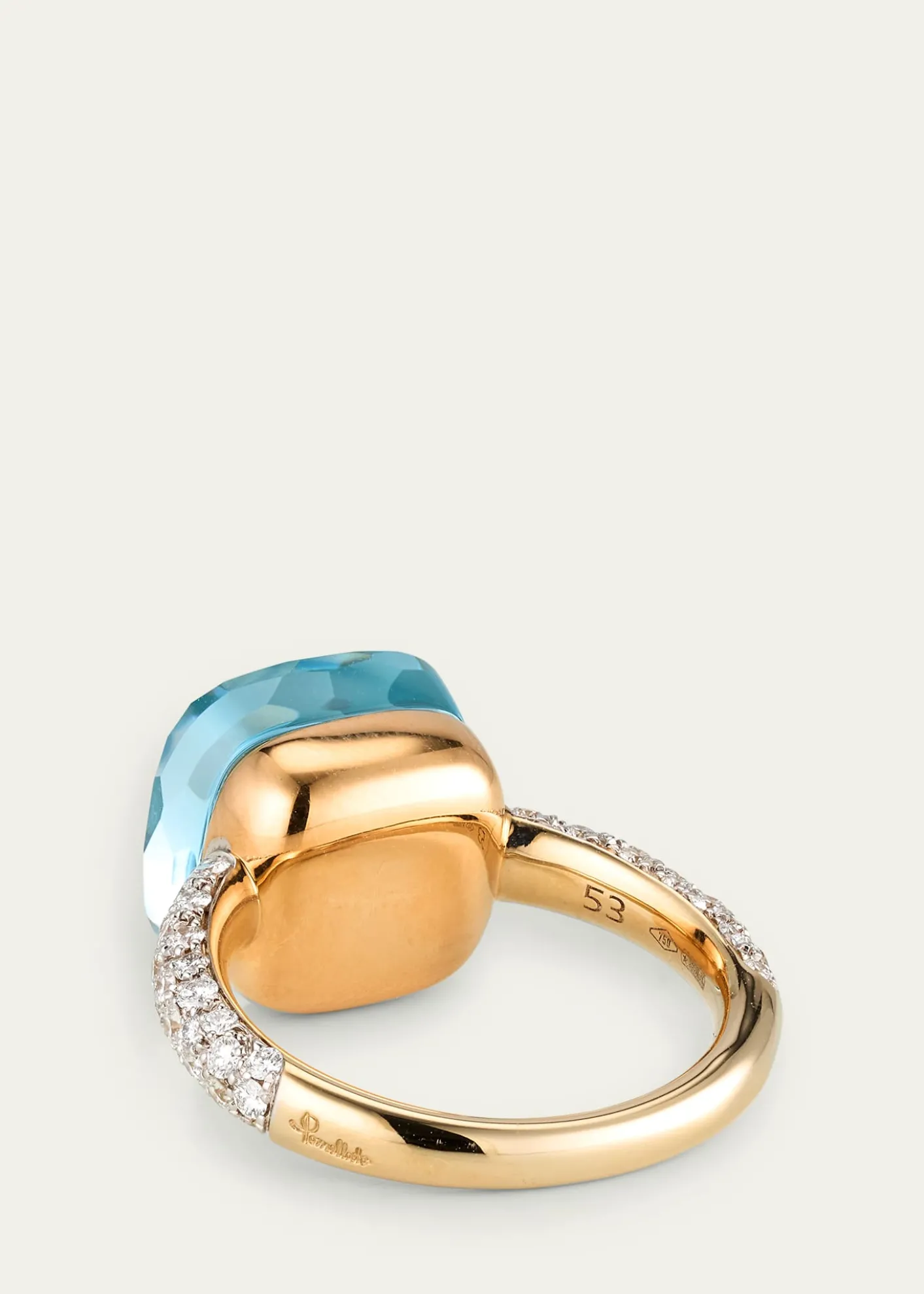 Pomellato18K White Gold Nudo Maxi Sky Blue Topaz Diamond Ring