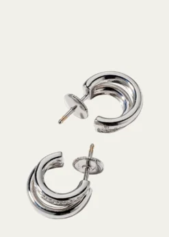 Pomellato18K White Gold Together Diamond Double Hoop Earrings
