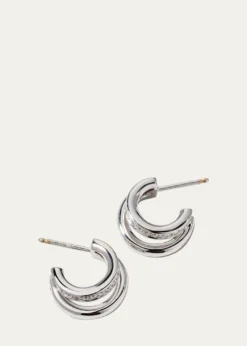Pomellato18K White Gold Together Diamond Double Hoop Earrings