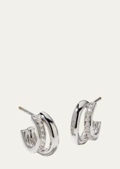 Pomellato18K White Gold Together Diamond Double Hoop Earrings