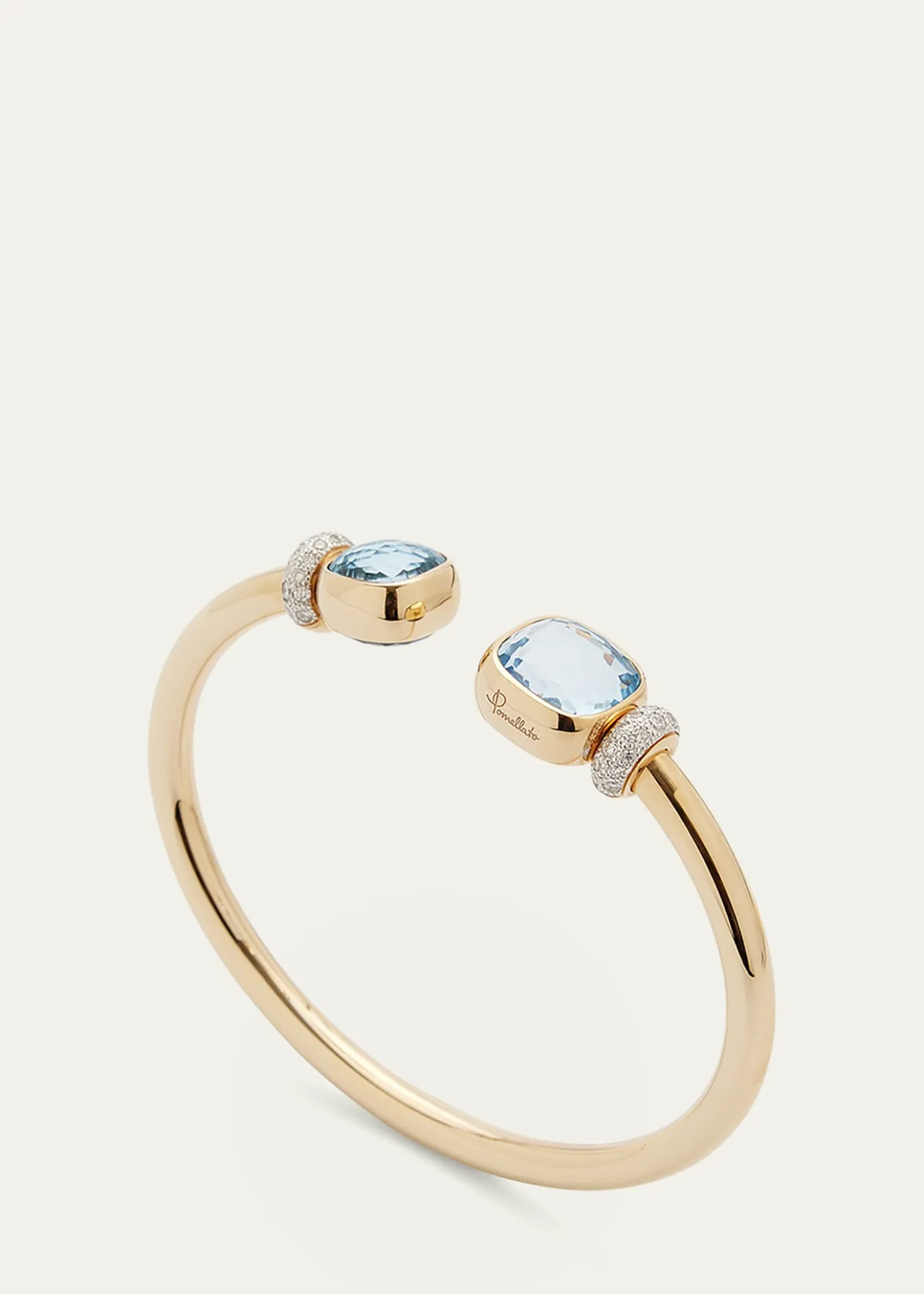 PomellatoNudo Classic and Petit Rose Gold Bangle with Sky Blue Topaz, Size M
