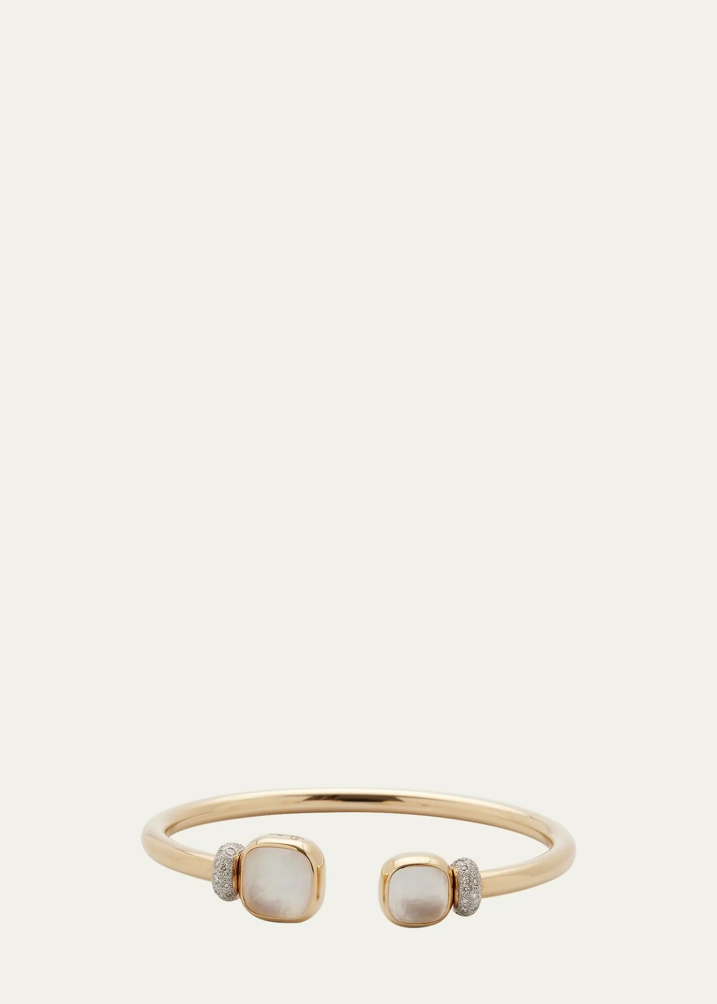 PomellatoNudo Classic and Petit Rose Gold Bangle with White Topaz and Mother-of-Pearl, Size M