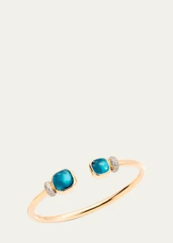 PomellatoNudo Classic Petit Rose Gold London Blue Topaz and Diamond Bangle, Medium