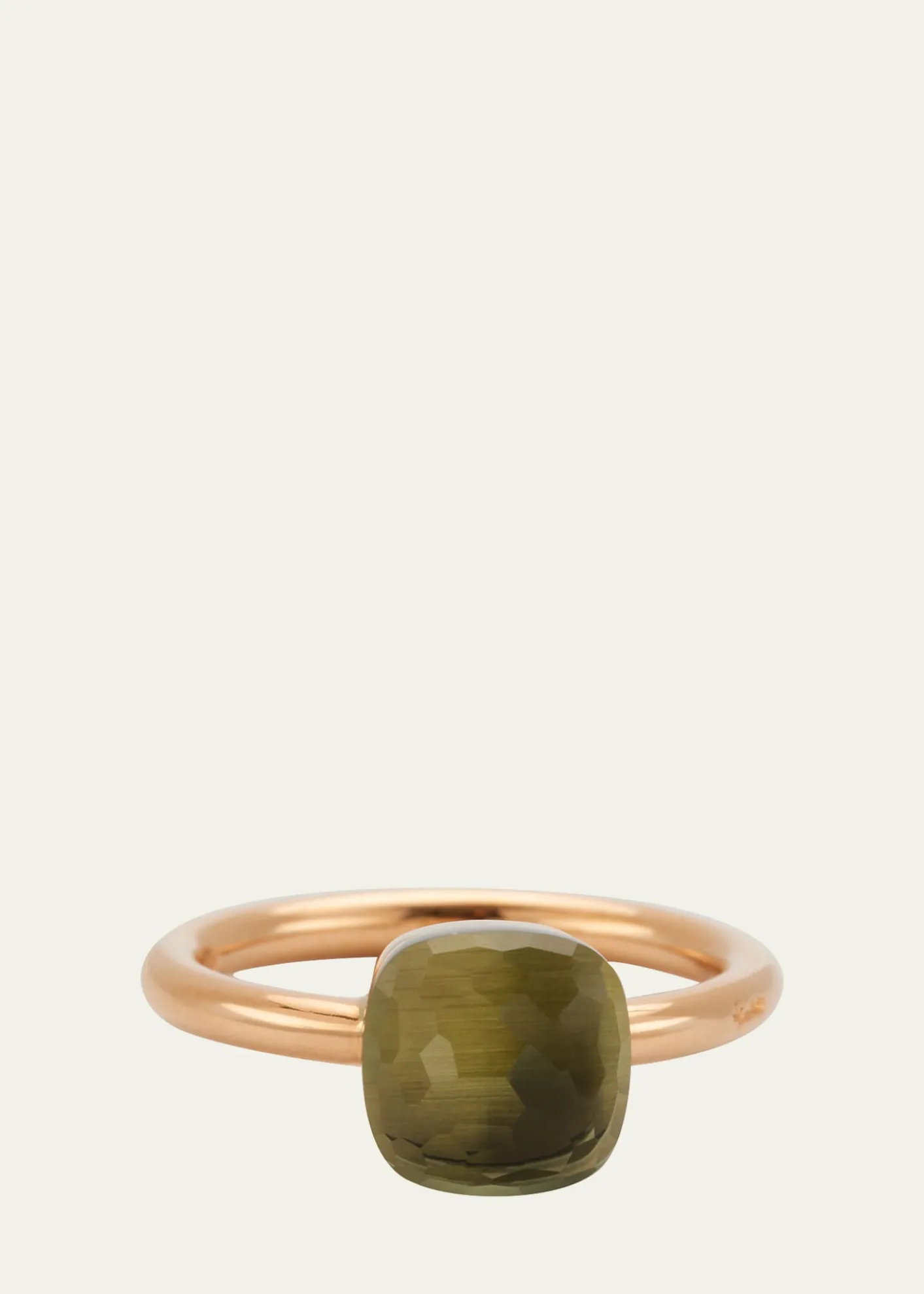 PomellatoNudo Petite Rose & White Gold Ring with Prasiolite