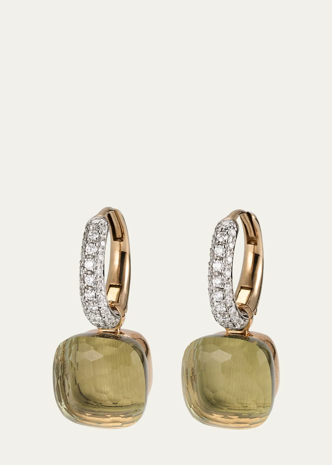 PomellatoNudo Prasiolite Drop Earrings with Diamonds