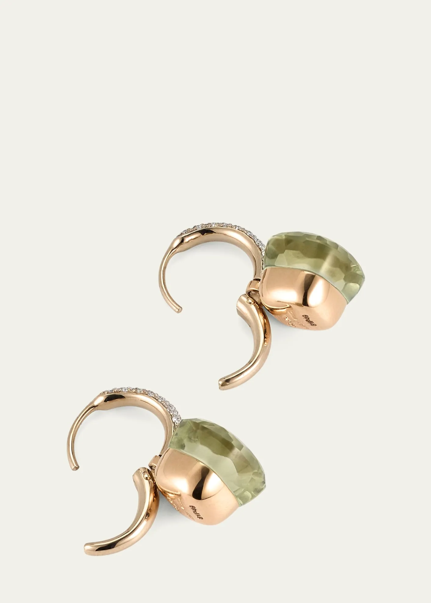 PomellatoNudo Prasiolite Drop Earrings with Diamonds