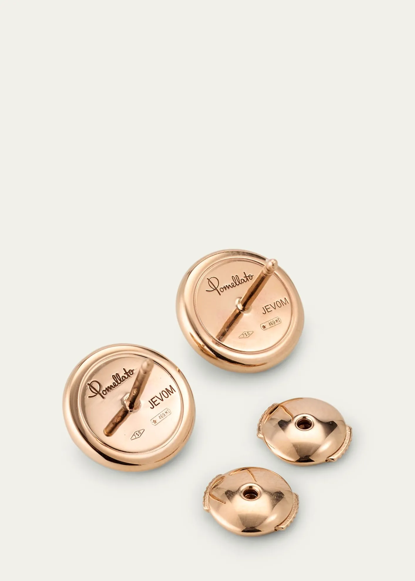 PomellatoPom Pom Dot 18K Rose Gold Diamond Button Earrings