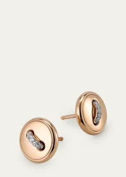 PomellatoPom Pom Dot 18K Rose Gold Diamond Button Earrings