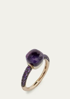 PomellatoRose Gold Nudo Petite Ring with Amethyst and Jade