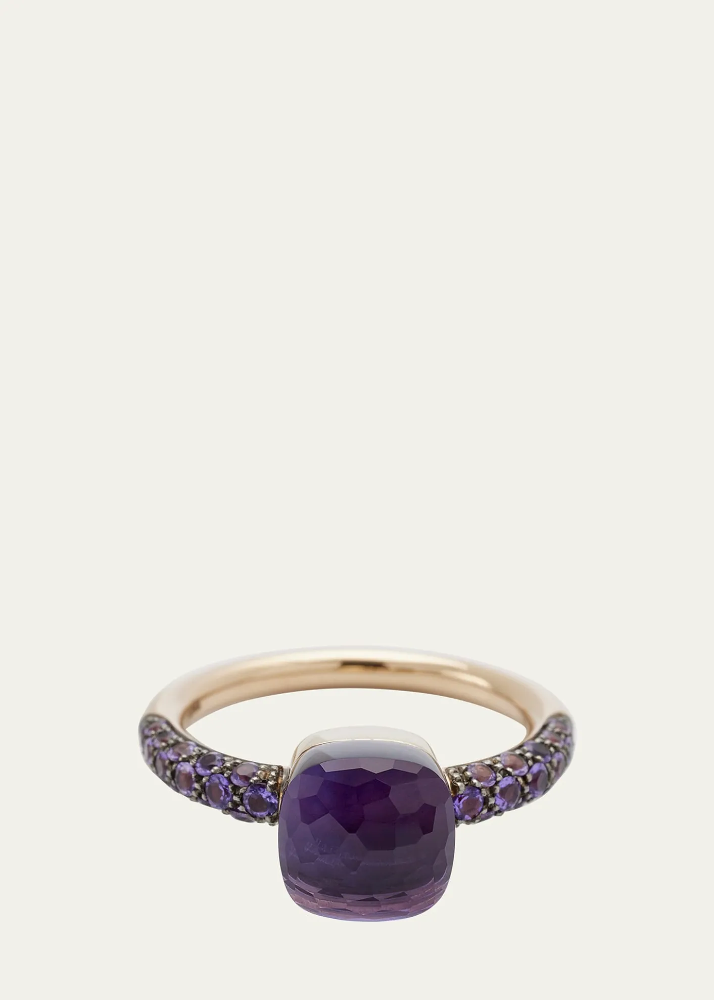 PomellatoRose Gold Nudo Petite Ring with Amethyst and Jade