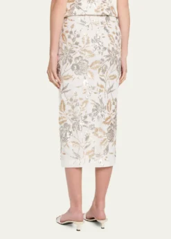 Prabal GurungFloral Sequined Midi Pencil Skirt