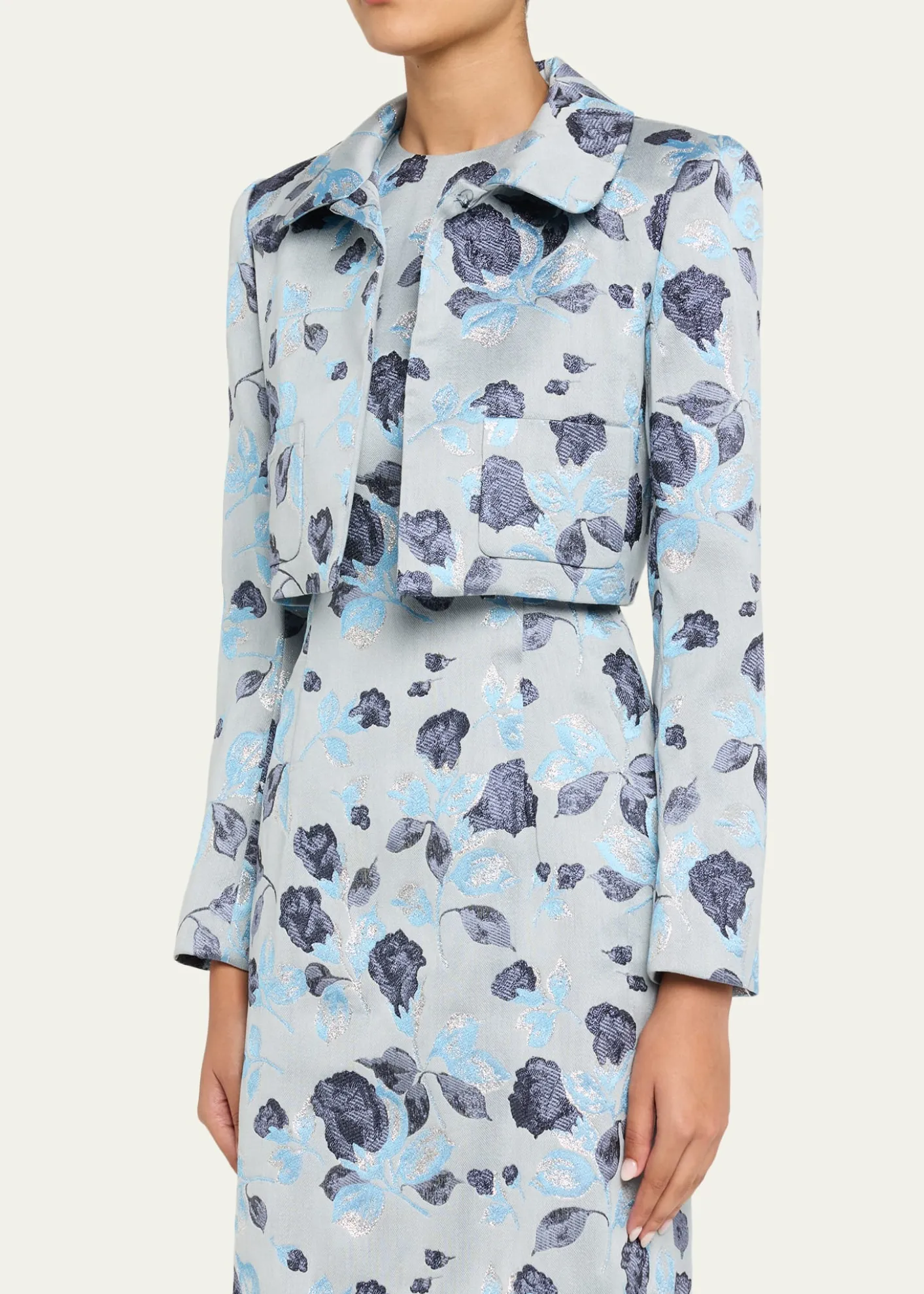 Prabal GurungMetallic Floral Jacquard Bolero Jacket