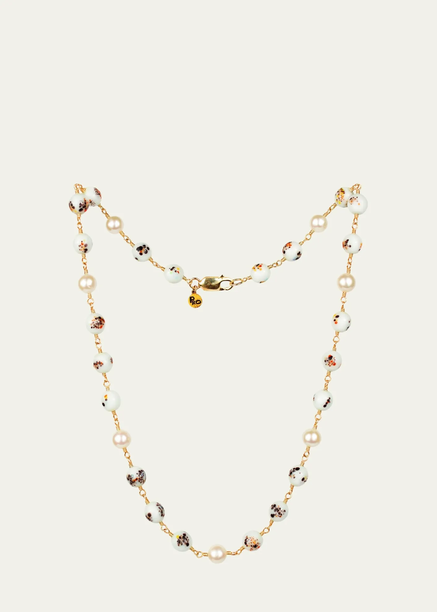 Presley OldhamSpeckle Necklace with Baroque Pearls and Japanese Glass