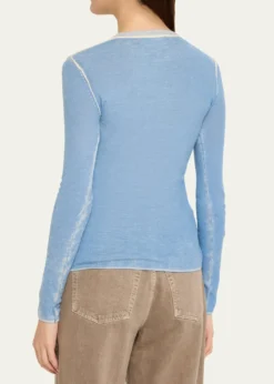 6397Printed Long-Sleeve Crewneck Top